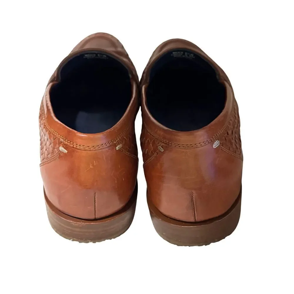 Cole Haan leather woven penny loafers British tan dynamic energy foam comfort